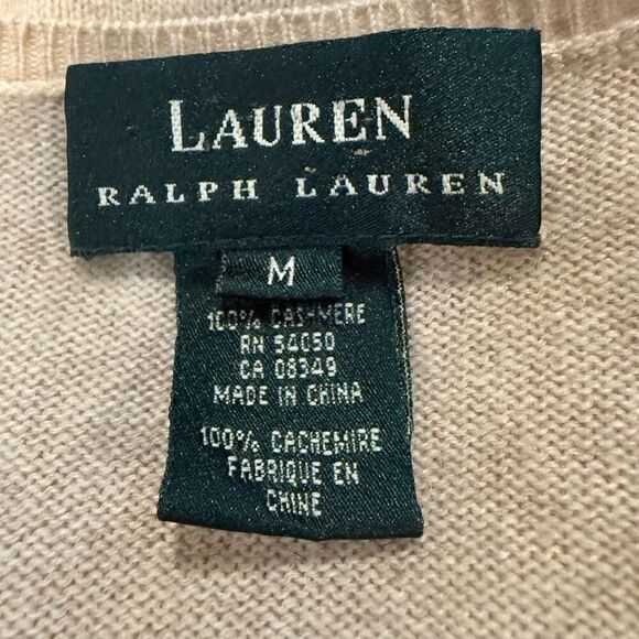 Lauren Ralph Lauren Cashmere 3/4 Sleeve Cardigan Sweater Size M - Picture 4 of 5